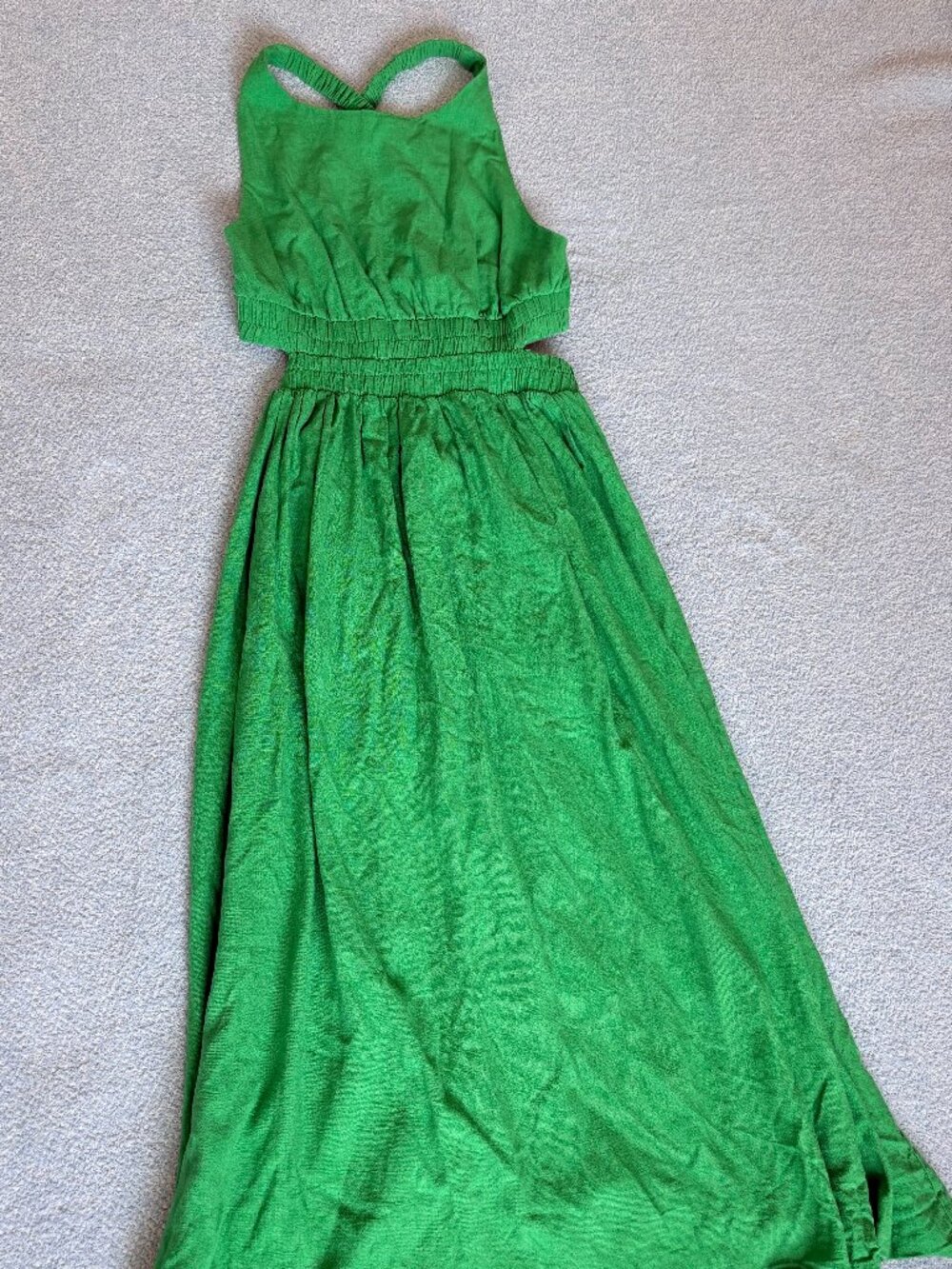 Hello Molly Green Linen Blend Midi Sundress | Size M